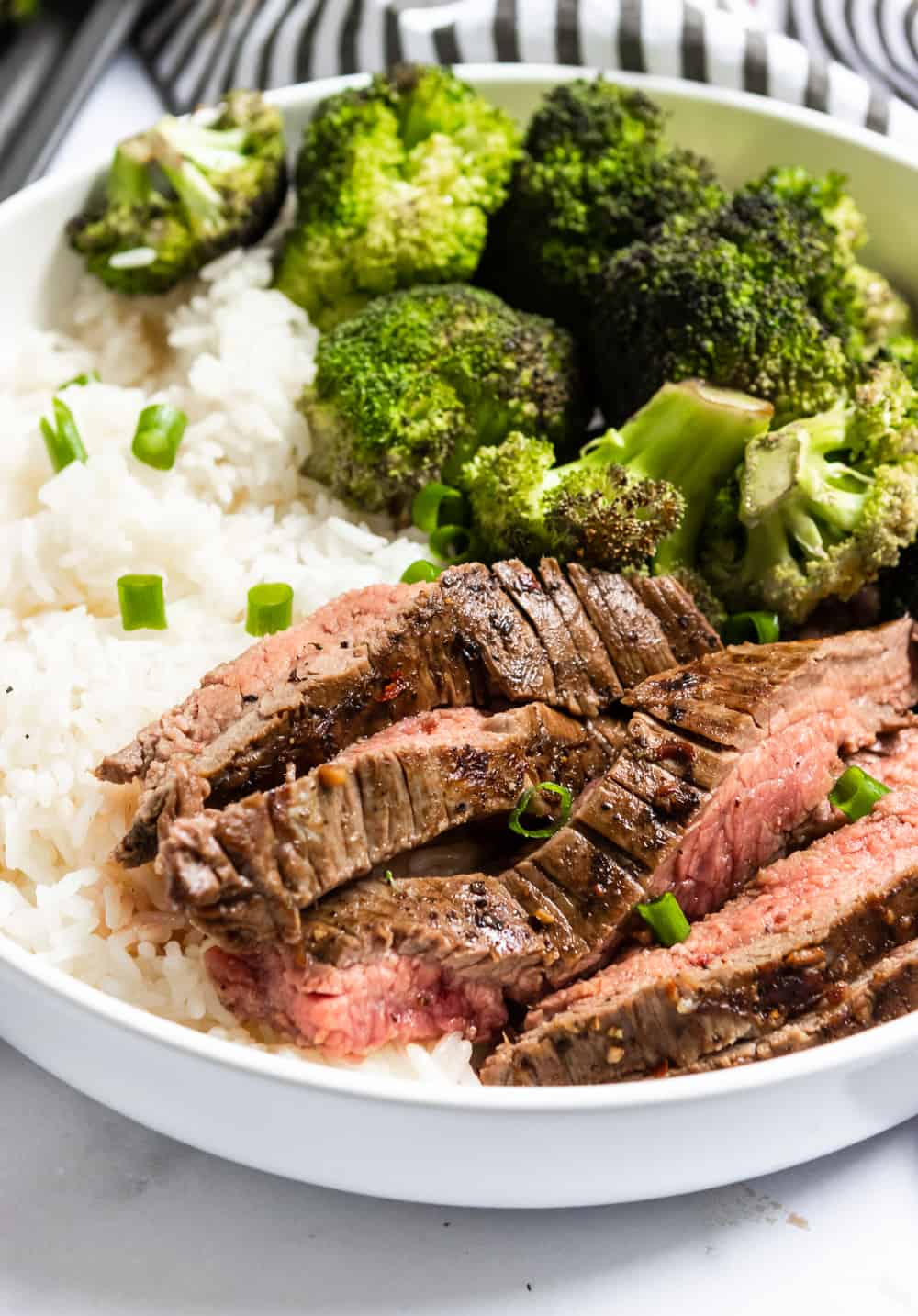 Family Style: Grilled Skirt Steak w/ Rice and Steamed Broccoli