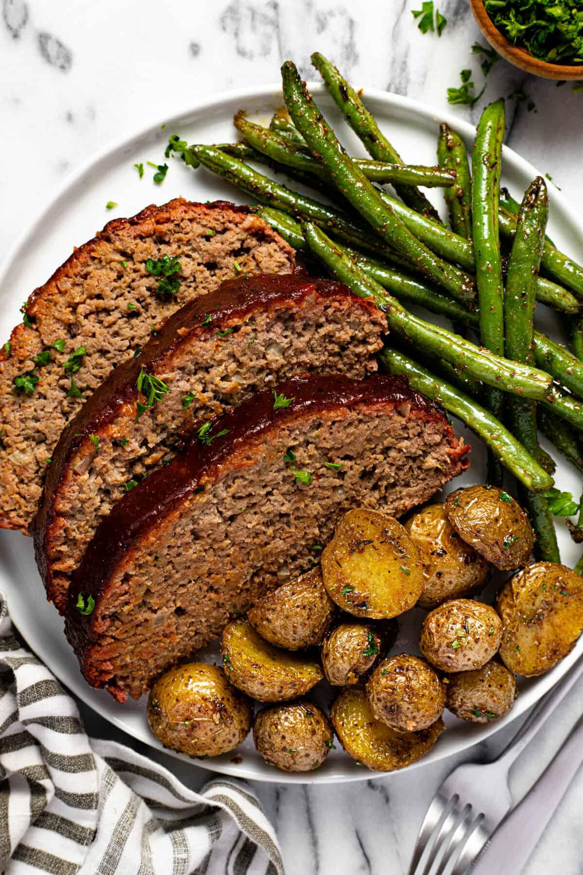 Family Style: Smoked Meatloaf with Roasted Potatoes and Green Beans